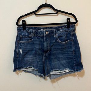 American Eagle Dark Wash Ripped Jean Shorts Size 14